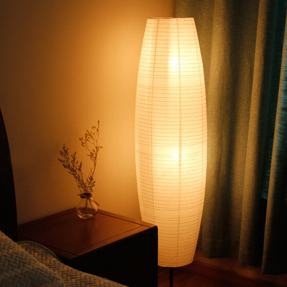 Nordic Style Rice Paper Floor Lamp - Column Design - 2-Light - Modern Lighting - Image 1