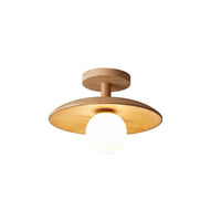 Nordic Style Rubberwood Semi-Flush Mount Ceiling Light - Dome Shade