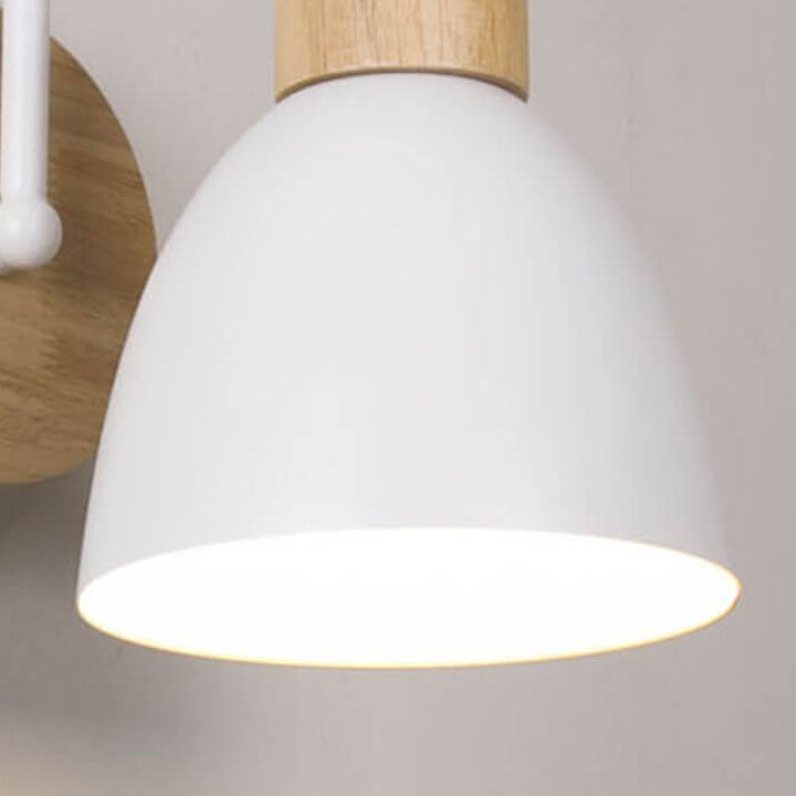Nordic Style Wall Sconce - Wood & Iron Accent Lighting - Dome Shade with Pull Switch - Image 3
