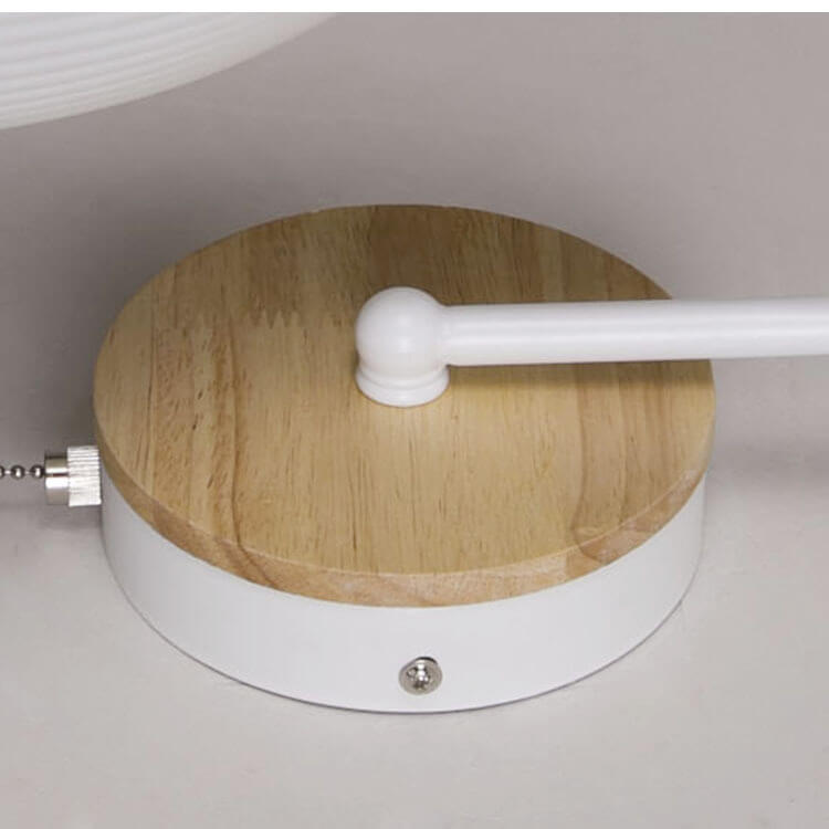 Nordic Style Wall Sconce - Wood & Iron Accent Lighting - Dome Shade with Pull Switch - Image 4