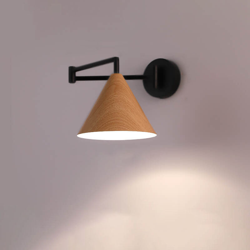 Nordic Style Wood Accent Wall Sconce - Iron Swing Arm - Modern Lighting - Image 3