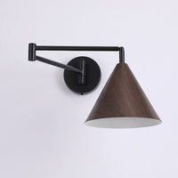 Nordic Style Wood Accent Wall Sconce - Iron Swing Arm - Modern Lighting
