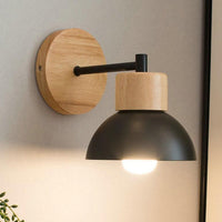 Nordic Style Wooden Wall Light - Dome Shade - Modern Sconce