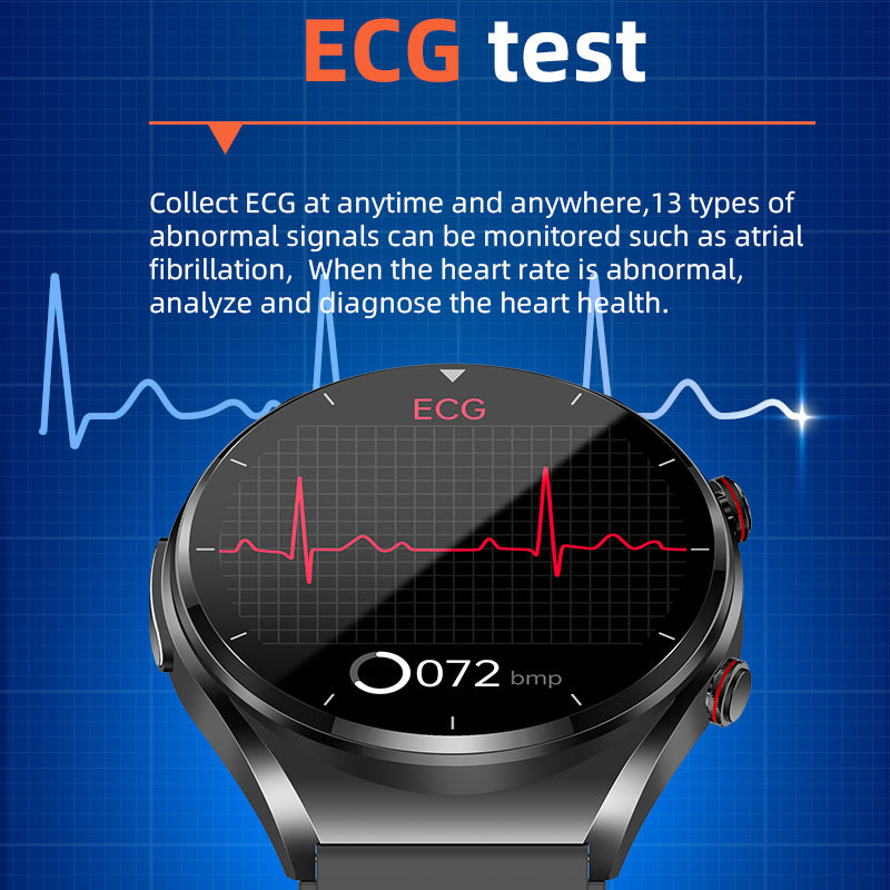 One-Click Blood Sugar Blood Glucose Blood Pressure ECG HRV Heart Rate Monitor Health Smart Watch