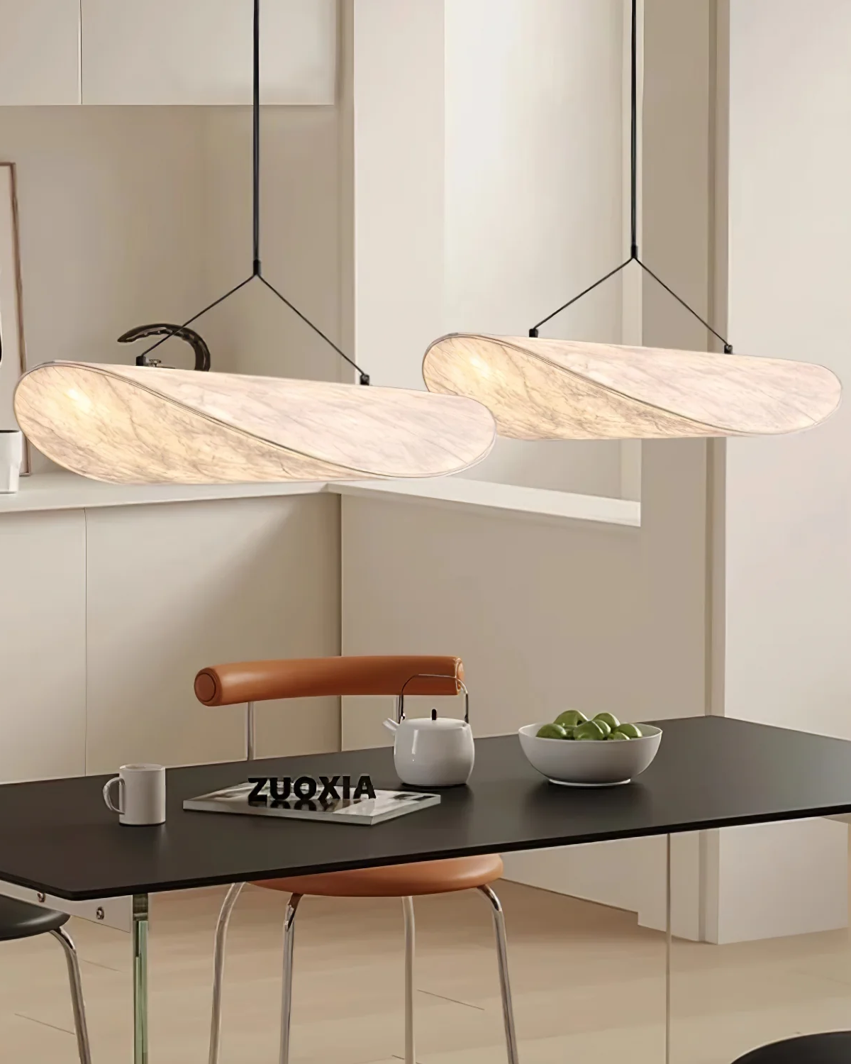 Organic Cotton Pendant Light - Japandi Style - Minimalist Hanging Lamp - Image 3