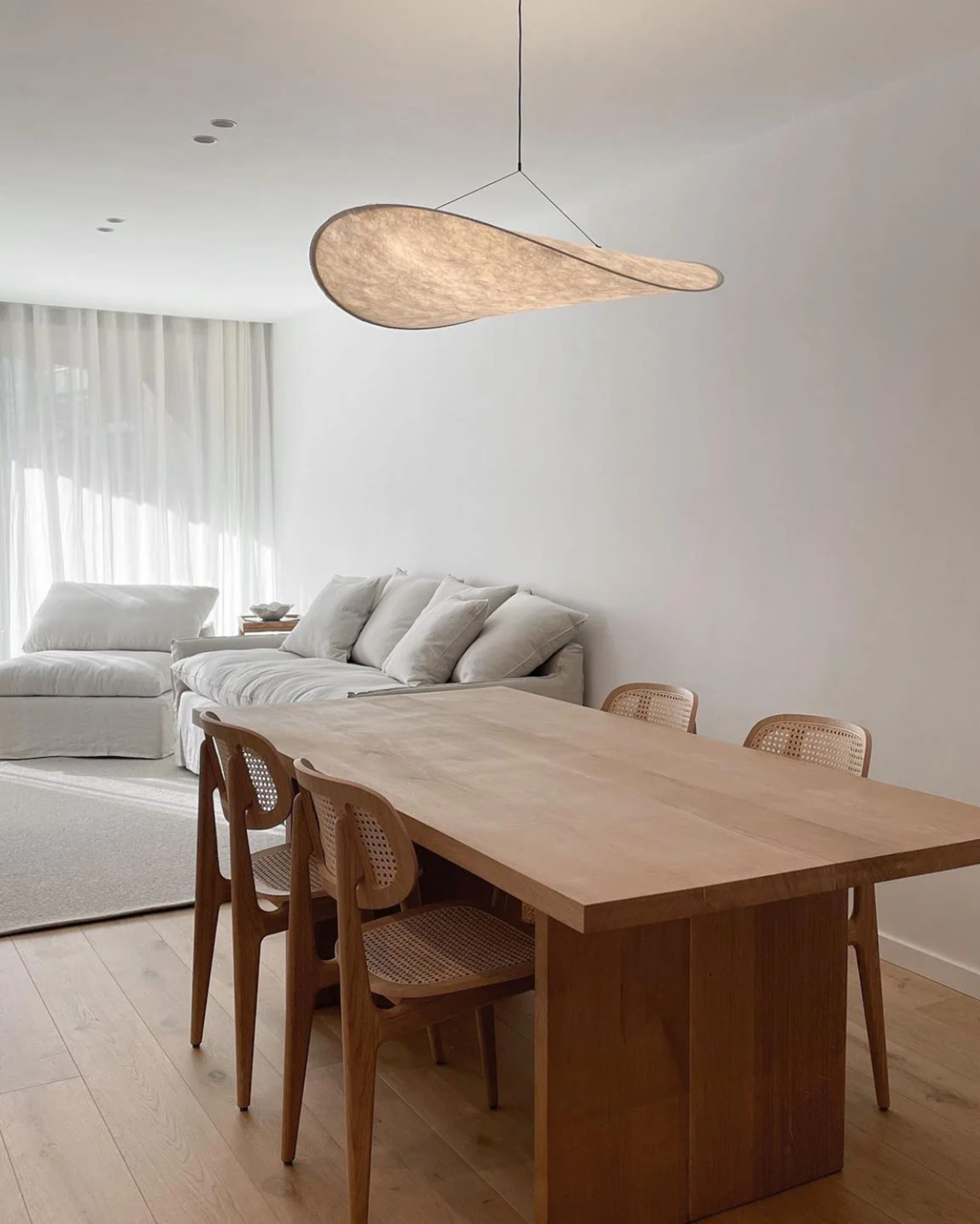 Organic Cotton Pendant Light - Japandi Style - Minimalist Hanging Lamp - Image 4