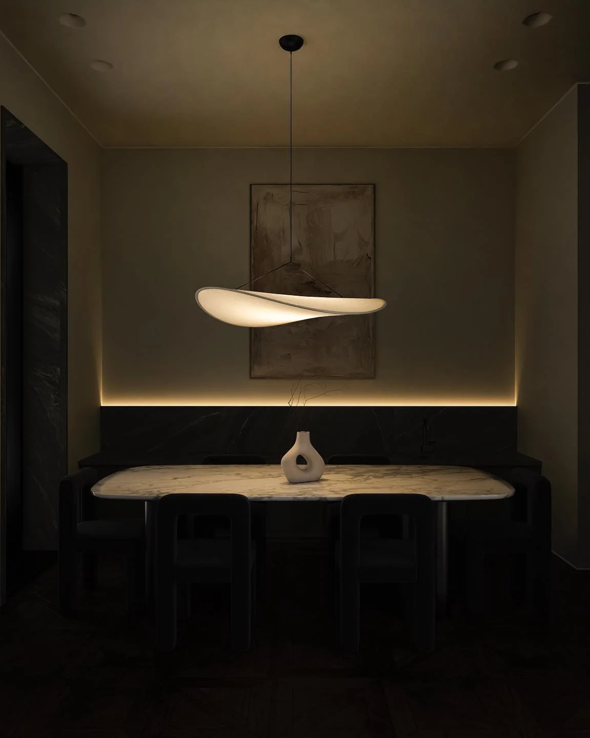 Organic Cotton Pendant Light - Japandi Style - Minimalist Hanging Lamp - Image 5