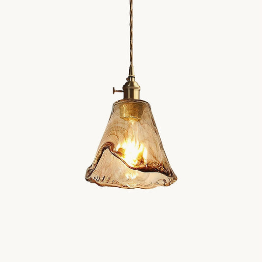 Organic Glass Pendant Light - Brass Accents - Modern Ambient Lighting - Image 1