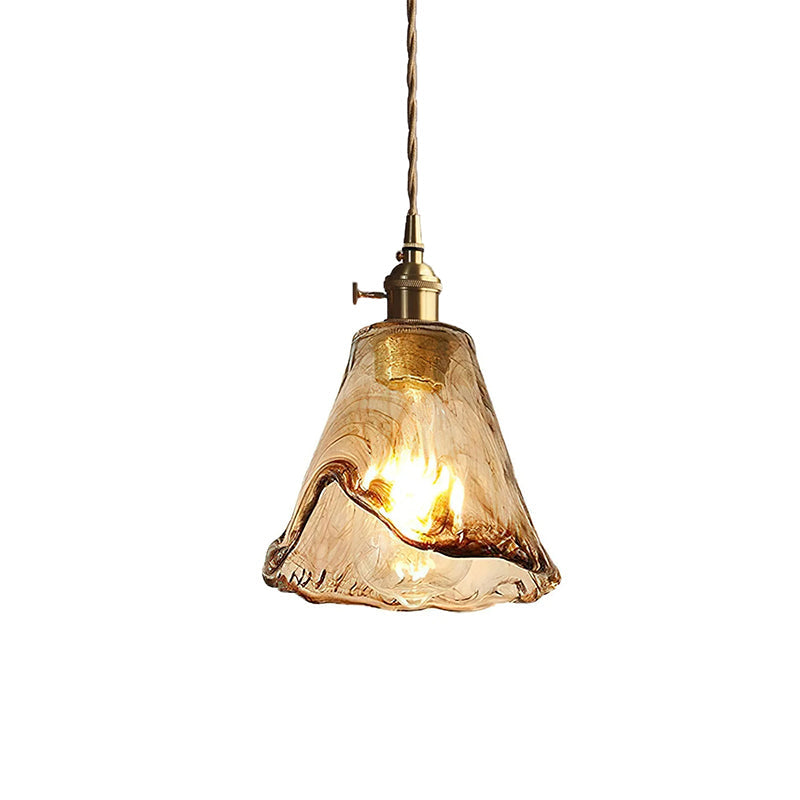 Organic Glass Pendant Light - Brass Accents - Modern Ambient Lighting - Image 2