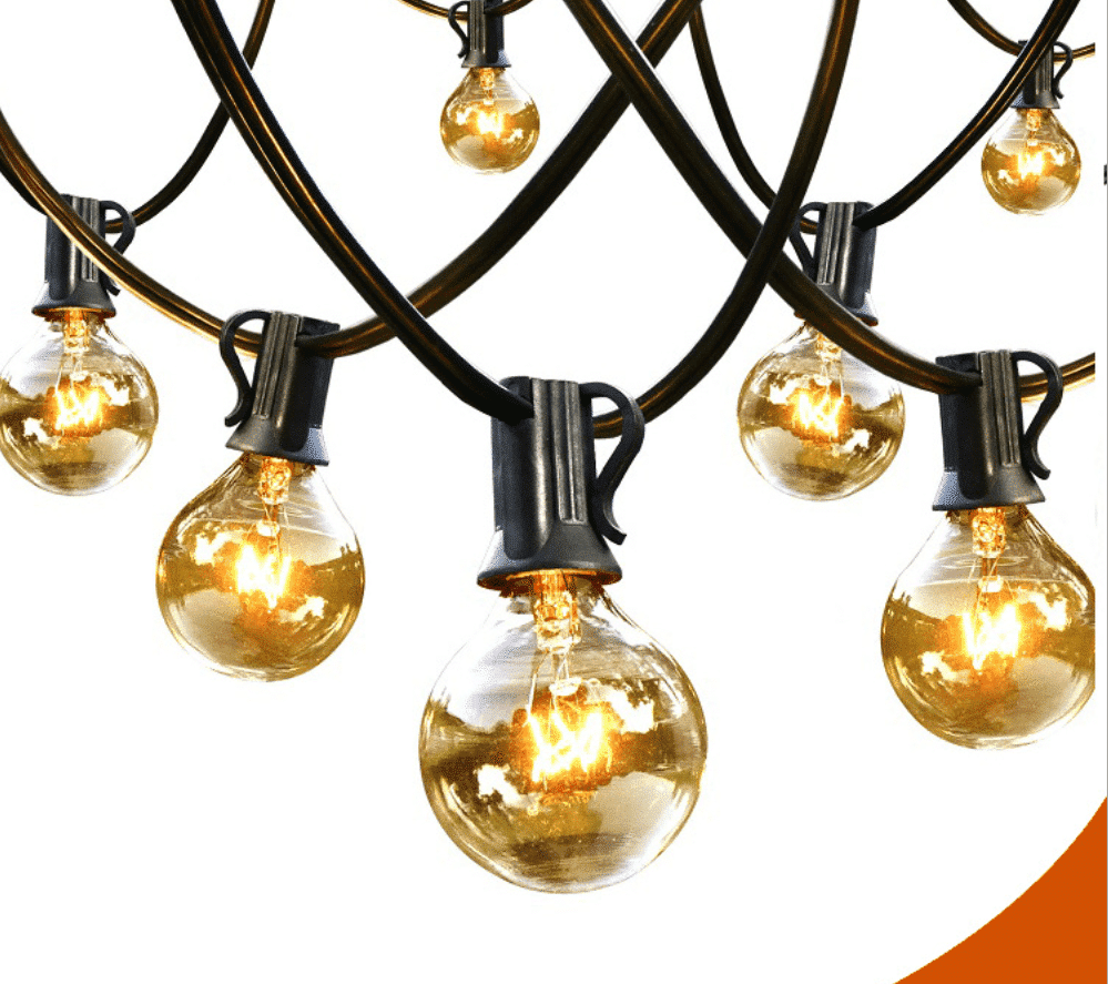 Outdoor and Indoor String Lights with 25 G40 Vintage Incandescent Bulbs ( Approx. 7.5 Meters - Extendable )