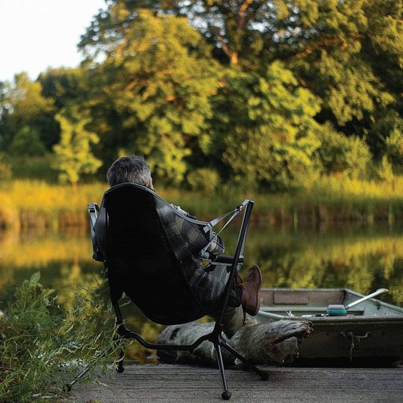 Outdoor Portable Folding Rocking Chair with Pillow for Camping & Fishing