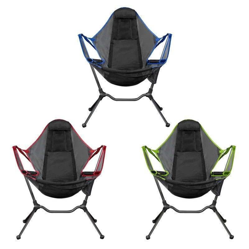 Outdoor Portable Folding Rocking Chair with Pillow for Camping & Fishing