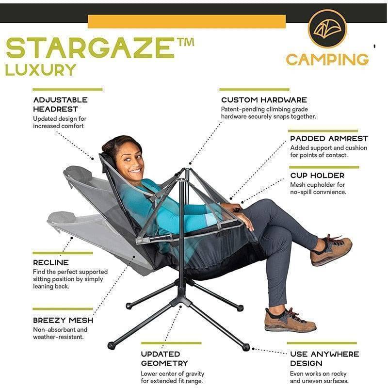 Outdoor Portable Folding Rocking Chair with Pillow for Camping & Fishing