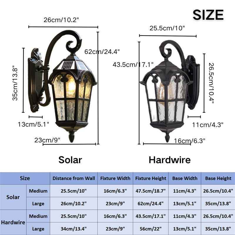 Outdoor Vintage Solar Wall Light with Remote Control