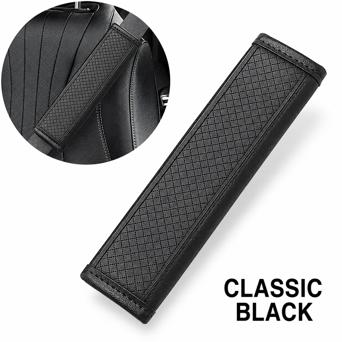 Padded Anti-Slip Quilted Seat Belt Shoulder Cushion with Reinforced Stitching