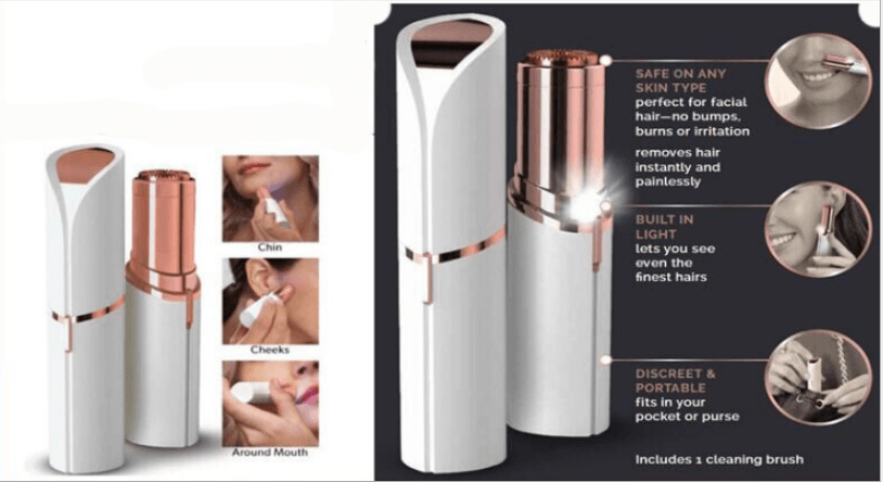 Painless Hair Remover with LED Light – Lipstick-Shaped