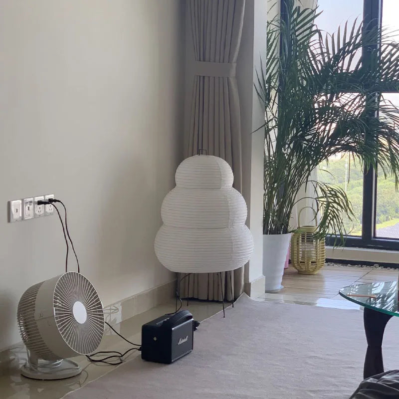 Paper Floor Lamp - Japanese Style - Dimmable Ambient Lighting - Rice Paper Lantern - Image 4