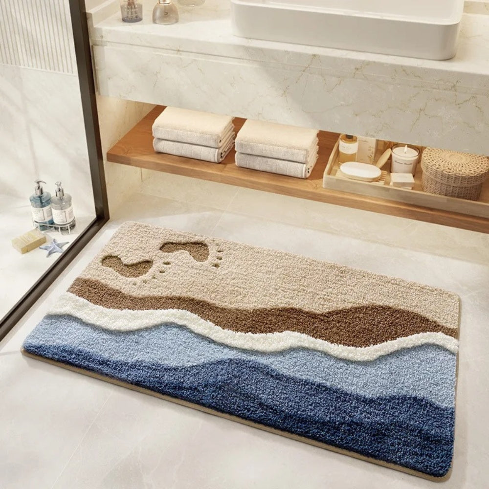 Patterned Bath Mat - Flocking Material - Coastal Style - 20"x31" - Image 1