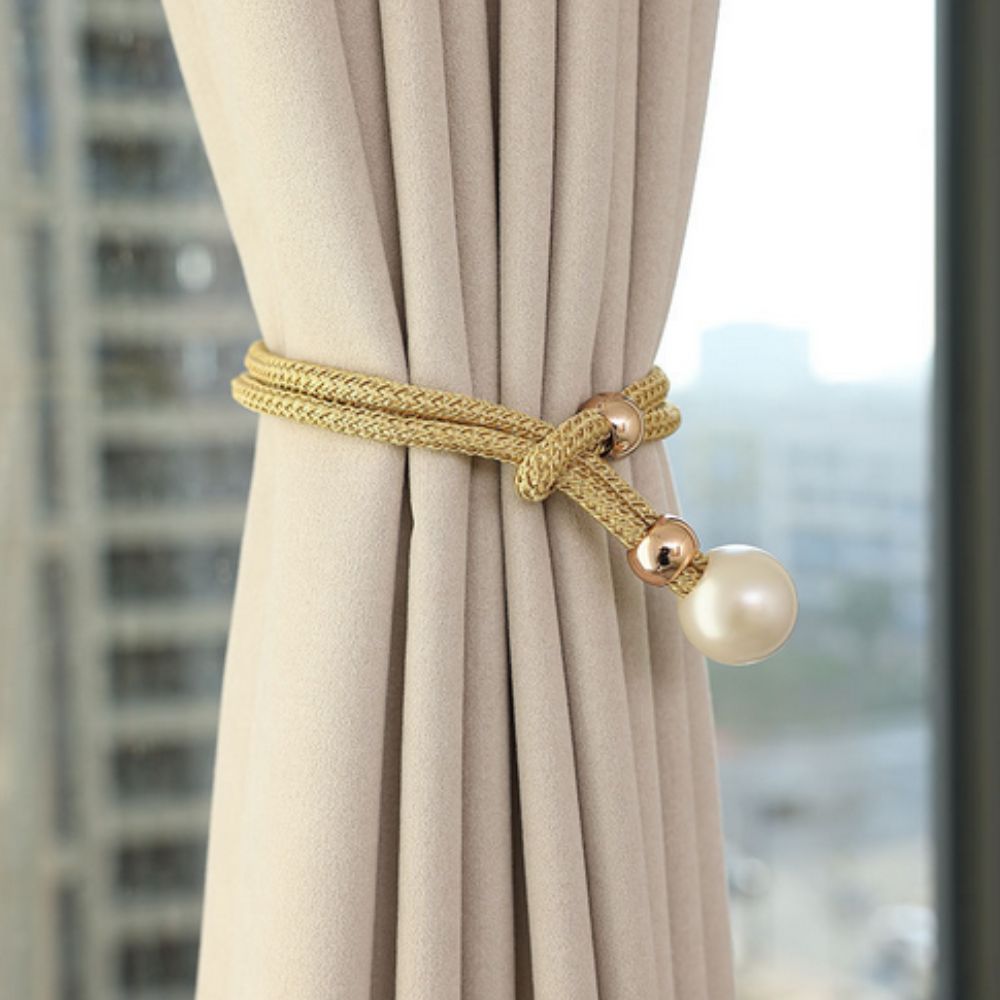 Pearl Curtain Tie Backs - Rope Binding - Set of 2 - Elegant Home Decor - Image 12