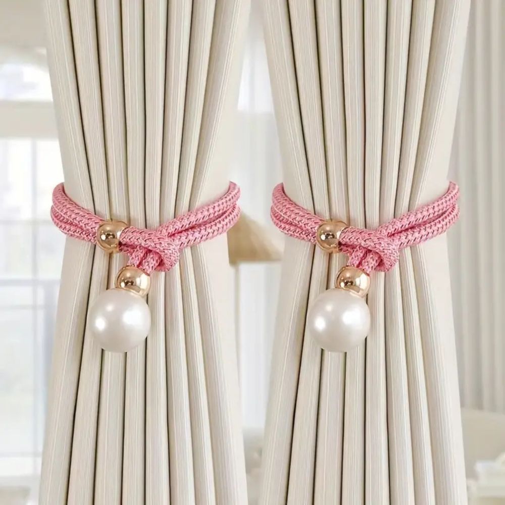 Pearl Curtain Tie Backs - Rope Binding - Set of 2 - Elegant Home Decor - Image 5