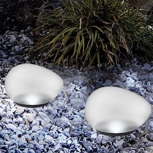 Pebble Style Solar LED Outdoor Light - Frosted Glass - Modern Garden Accent - Image 1