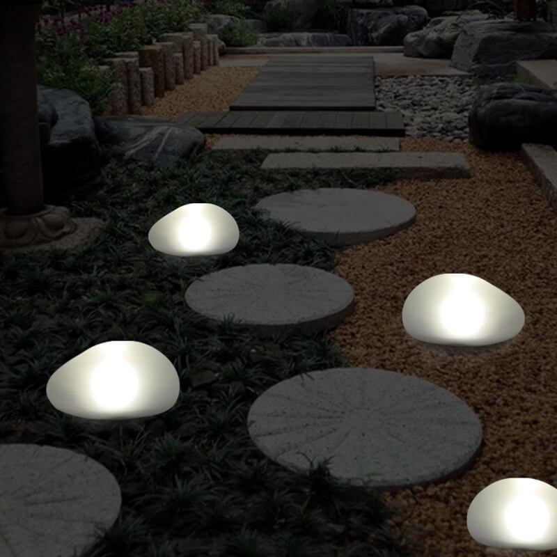 Pebble Style Solar LED Outdoor Light - Frosted Glass - Modern Garden Accent - Image 2