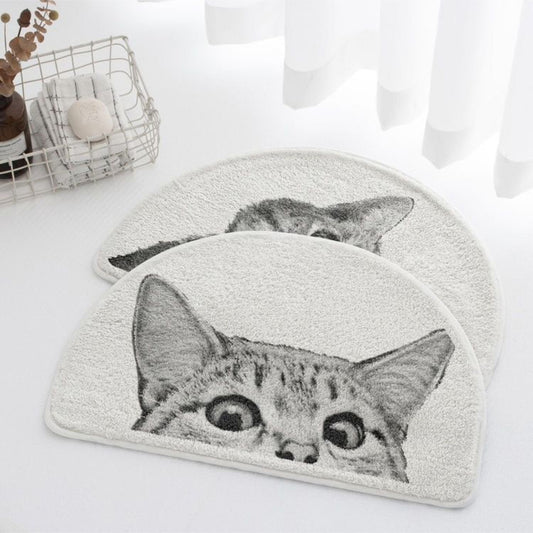 Peeking Cat Bath Mat - Soft Terry Cloth - Novelty Accent Rug - Image 1