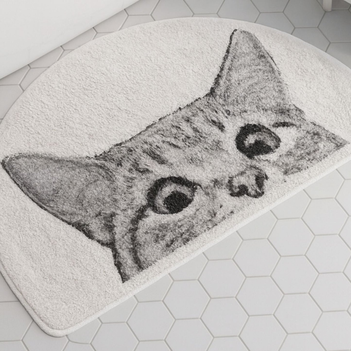 Peeking Cat Bath Mat - Soft Terry Cloth - Novelty Accent Rug - Image 2