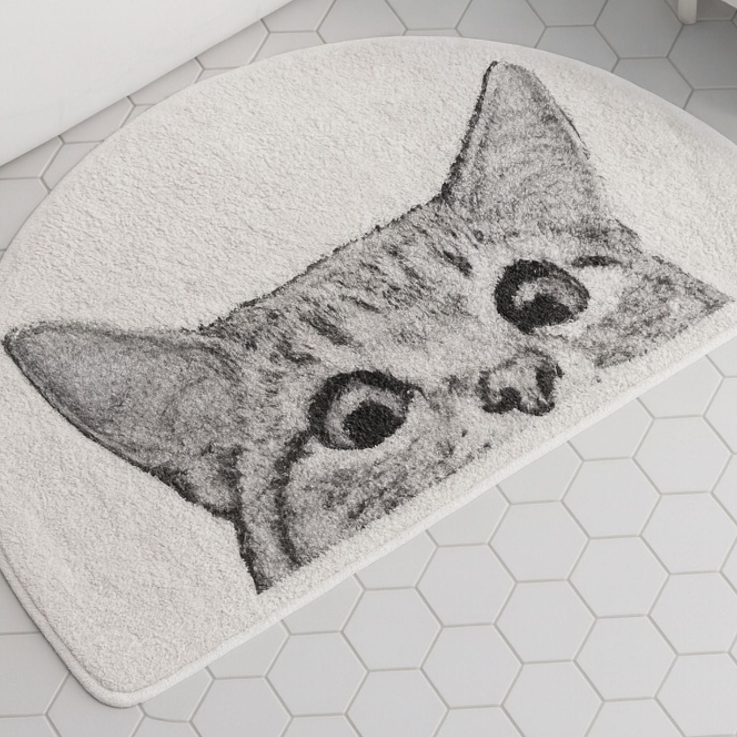 Peeking Cat Bath Mat - Soft Terry Cloth - Novelty Accent Rug - Image 2