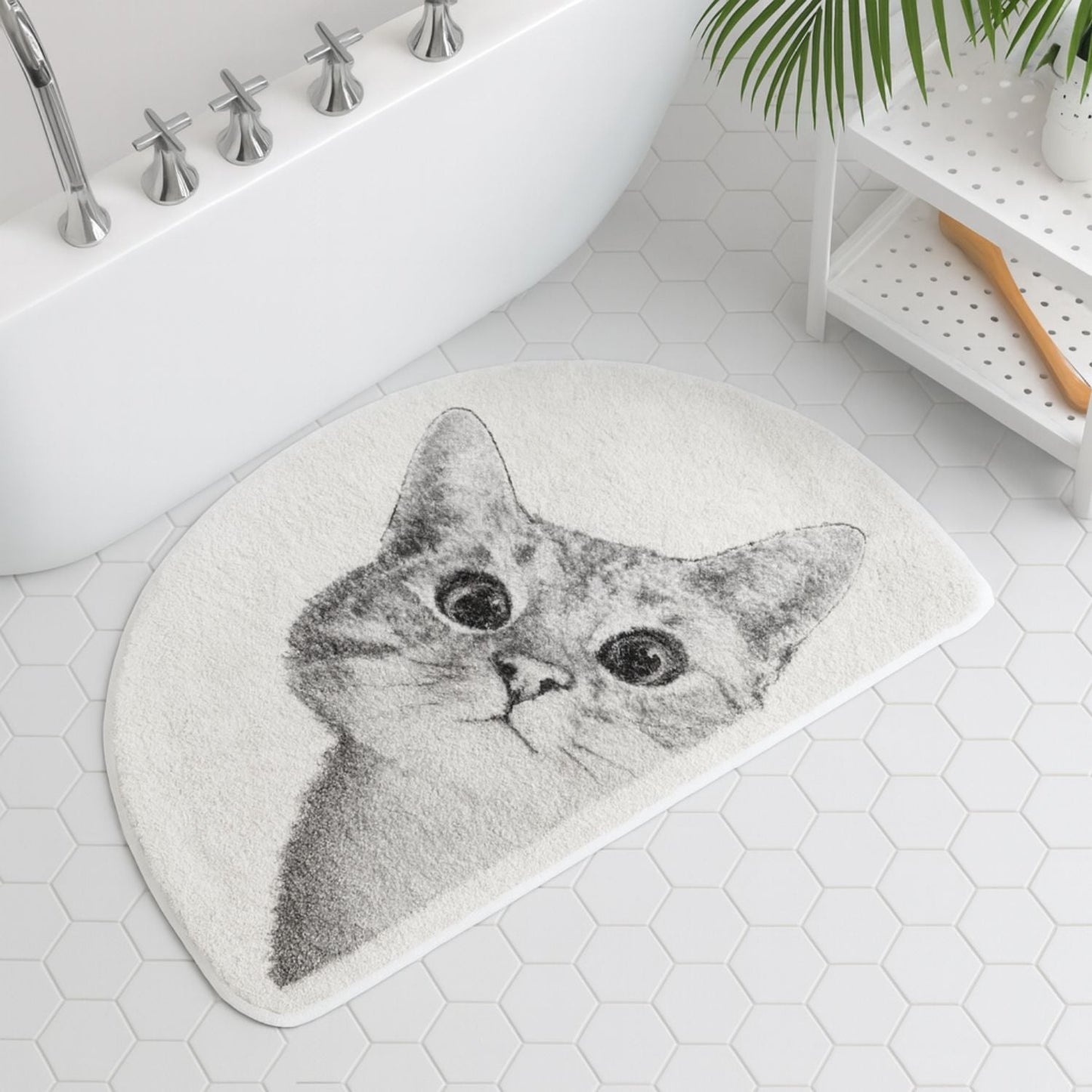 Peeking Cat Bath Mat - Soft Terry Cloth - Novelty Accent Rug - Image 3