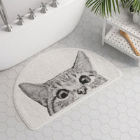 Peeking Cat Bath Mat - Soft Terry Cloth - Novelty Accent Rug
