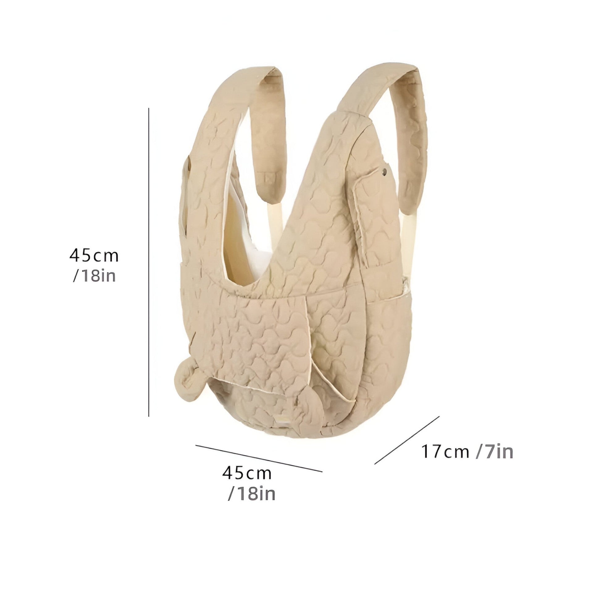 Pet Carrier - Quilted Cotton - Front Carrying Bag - Comfortable Dog & Cat Carrier - Beige - Image 3