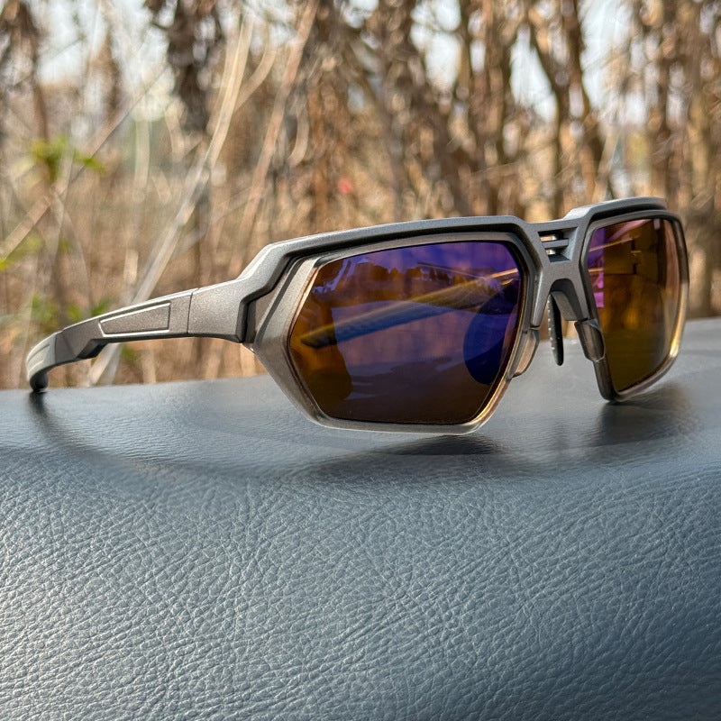 Photochromic Polarized Sports Sunglasses with Night-Enhancing Lenses and Tactical Wrap Frame