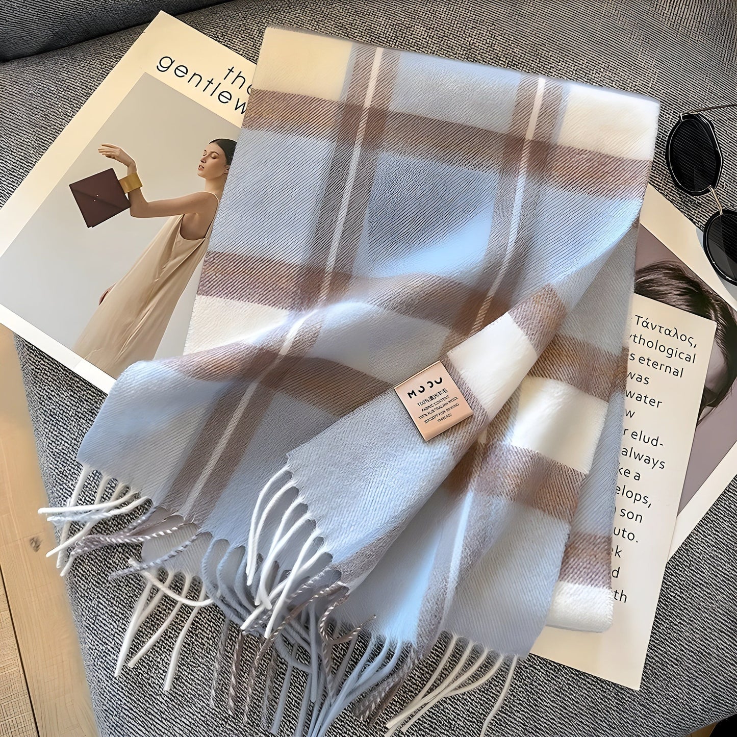Plaid Cashmere Blend Winter Scarf - Soft and Stylish - Perfect for Women - Image 12