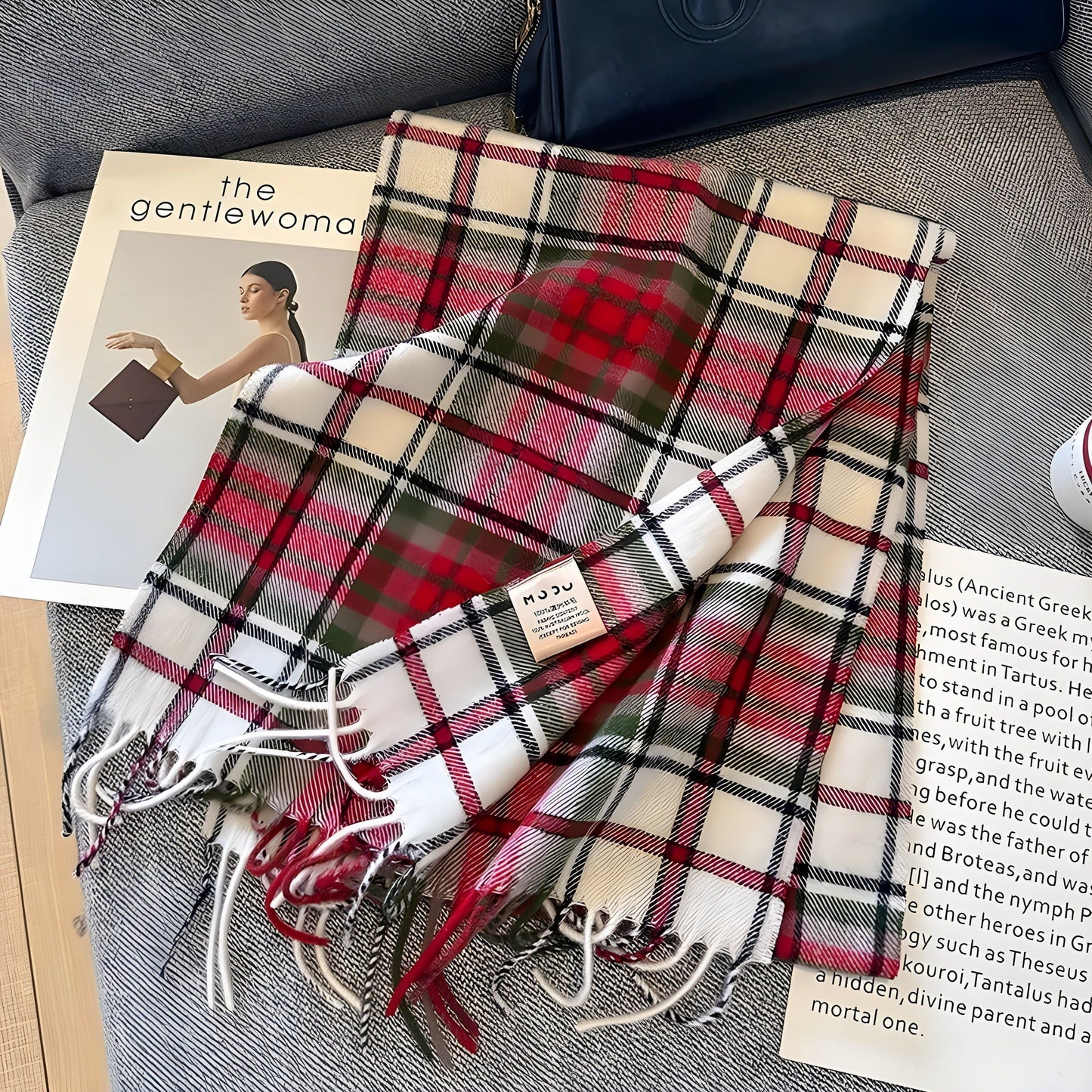 Plaid Cashmere Blend Winter Scarf - Soft and Stylish - Perfect for Women - Image 4