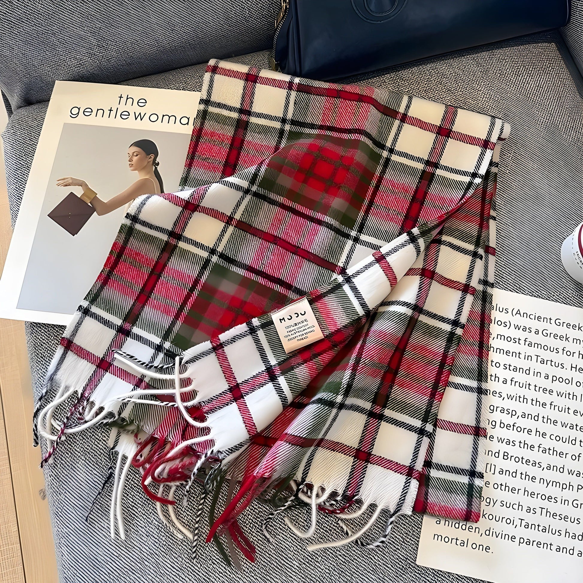 Plaid Cashmere Blend Winter Scarf - Soft and Stylish - Perfect for Women - Image 4