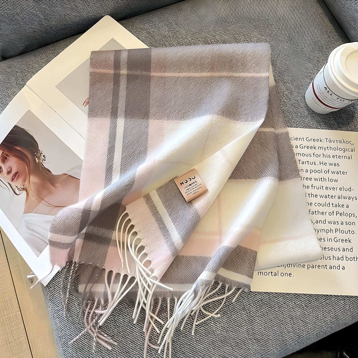 Plaid Cashmere Blend Winter Scarf - Soft and Stylish - Perfect for Women - Image 6