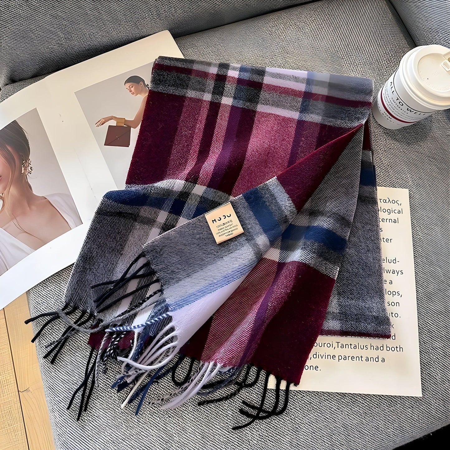Plaid Cashmere Blend Winter Scarf - Soft and Stylish - Perfect for Women - Image 7