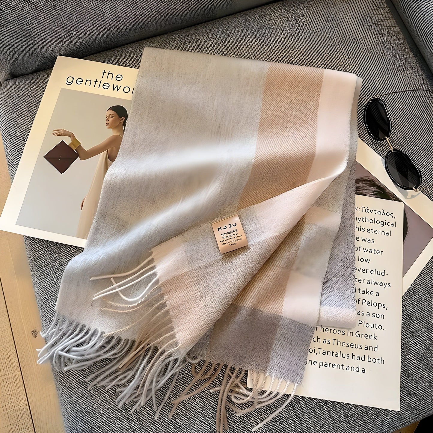 Plaid Cashmere Blend Winter Scarf - Soft and Stylish - Perfect for Women - Image 8