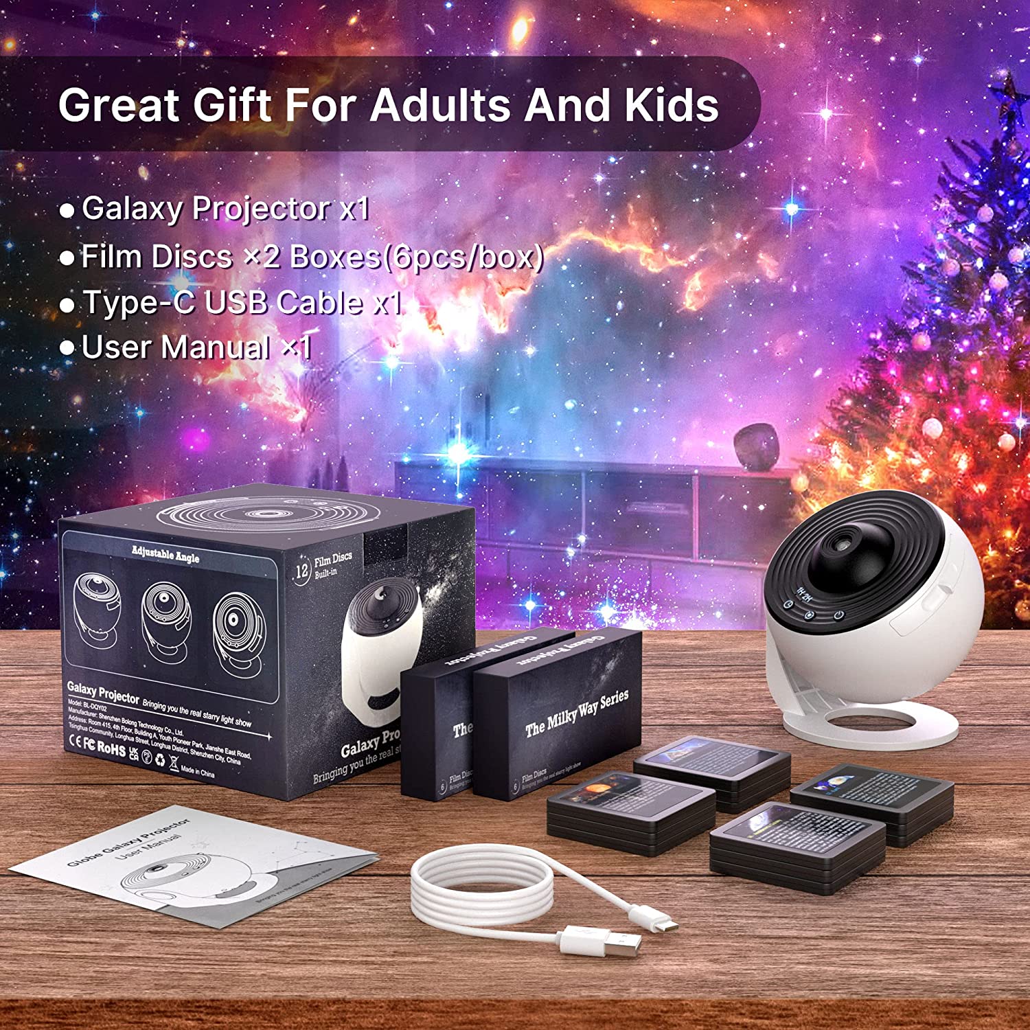 Planetarium Projector - 13 in 1 HD Galaxy Light - White ABS Material - Table Lamp - Image 5