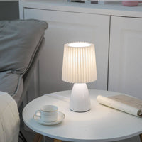 Pleated Fabric Shade Table Lamp - Modern Bedside Light - Nordic Style