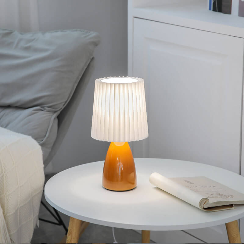 Pleated Fabric Shade Table Lamp - Modern Bedside Light - Nordic Style - Image 3