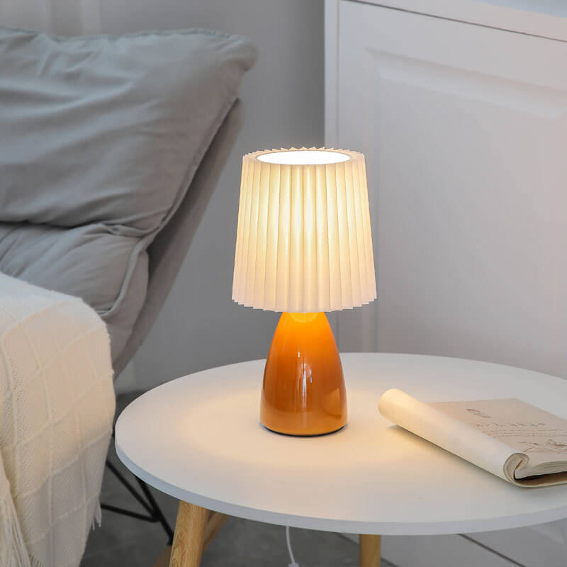 Pleated Fabric Shade Table Lamp - Modern Bedside Light - Nordic Style - Image 4