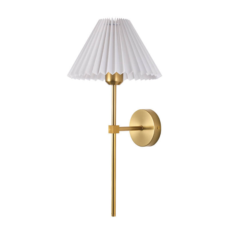 Pleated Fabric Wall Light - Wrought Iron - Vintage Style - 1-Light - Image 1