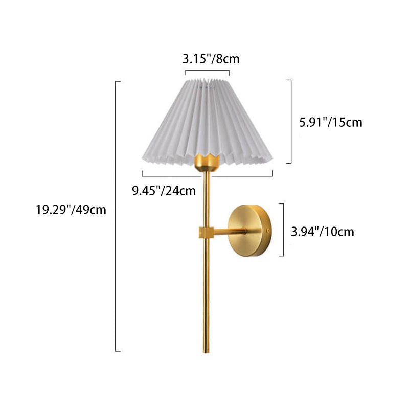 Pleated Fabric Wall Light - Wrought Iron - Vintage Style - 1-Light - Image 5