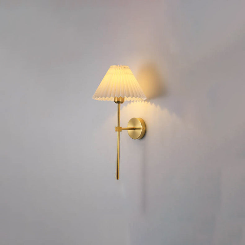 Pleated Fabric Wall Light - Wrought Iron - Vintage Style - 1-Light - Image 6