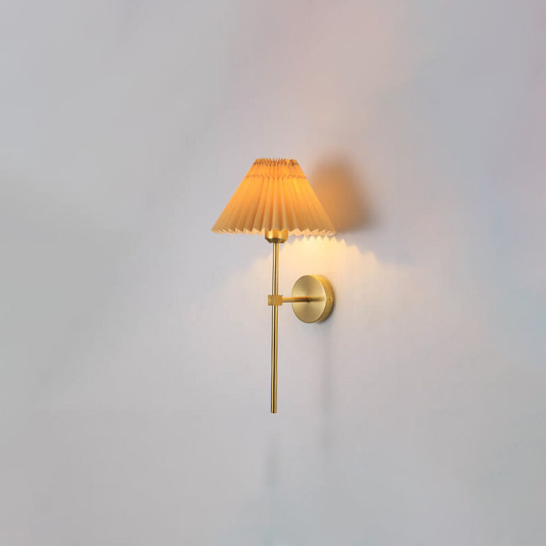 Pleated Fabric Wall Light - Wrought Iron - Vintage Style - 1-Light - Image 7