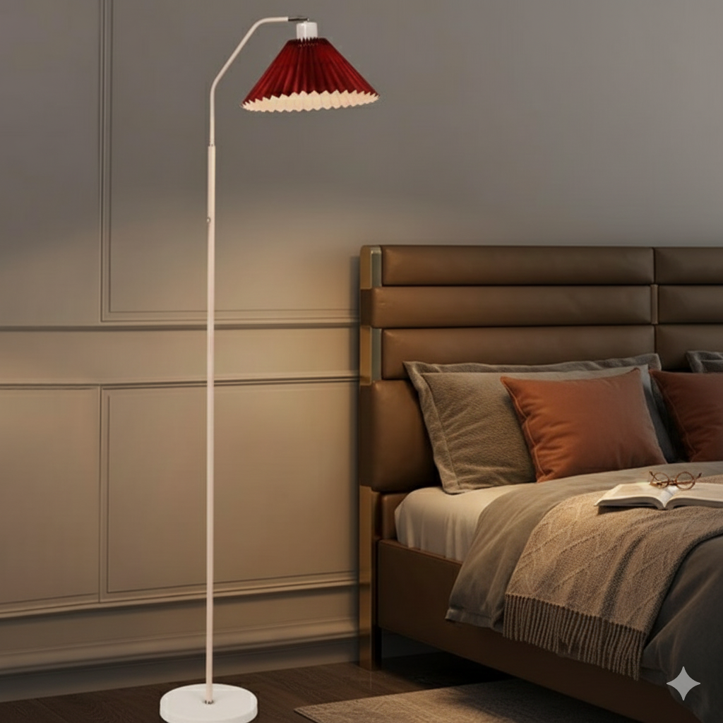 Pleated Parchment Shade Floor Lamp - Modern Standing Light - Minimalist Style - Image 6