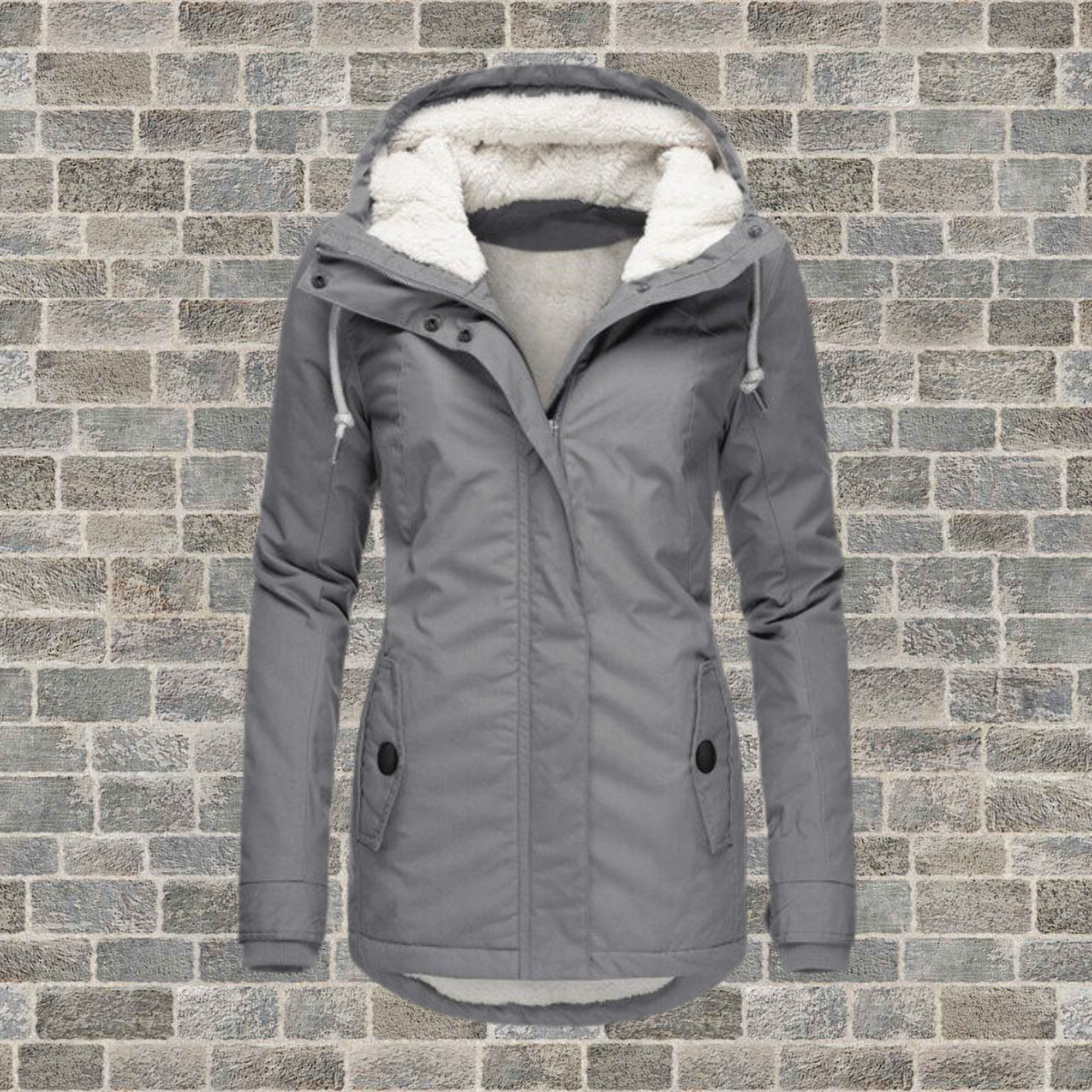 Plissé Cotton Hooded Winter Coat
