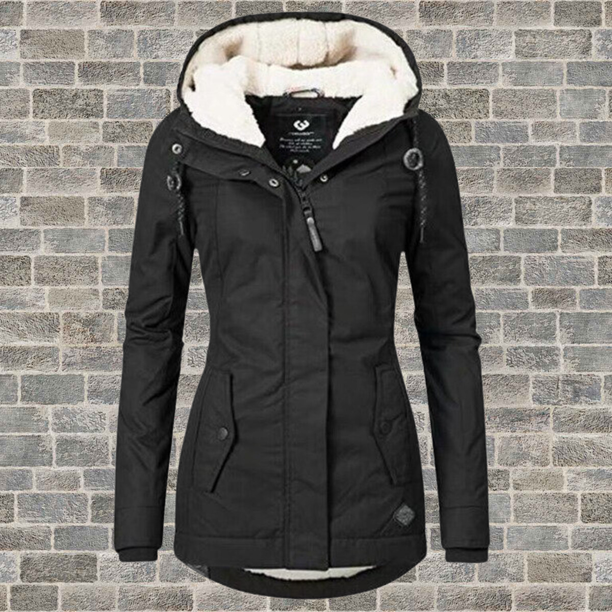 Plissé Cotton Hooded Winter Coat